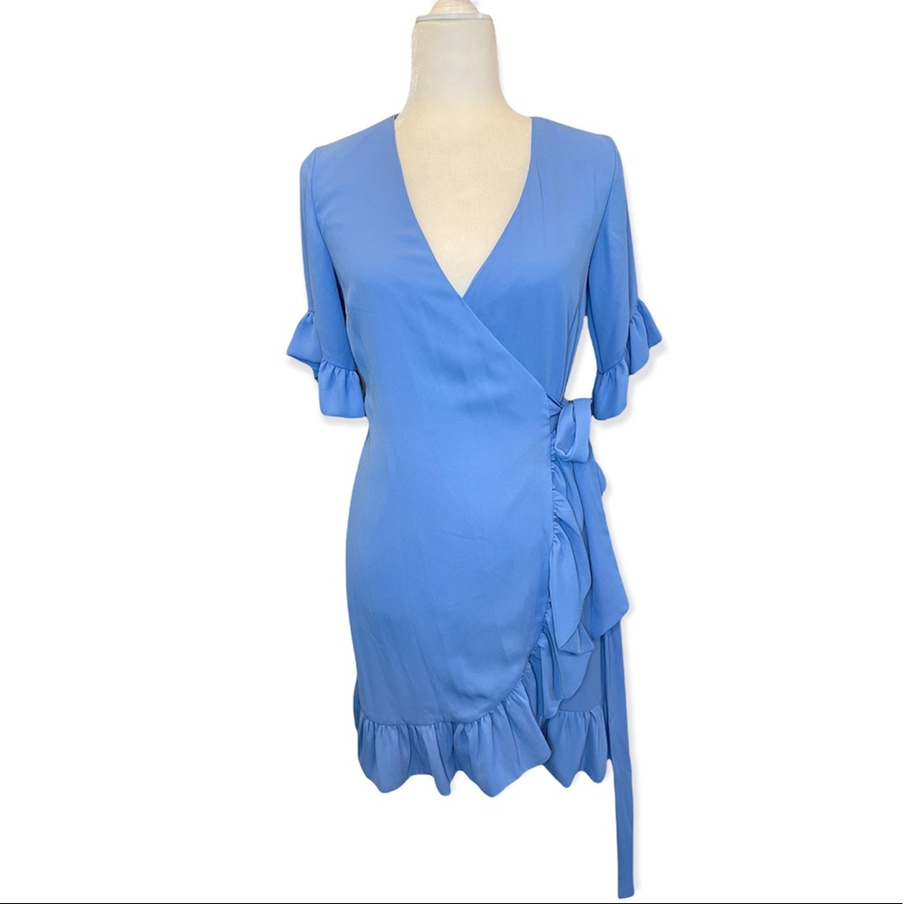 Gianni Bini NWT Blue Cocktail Dress Size XS Sundress Lauren Wrap Wedding Guest